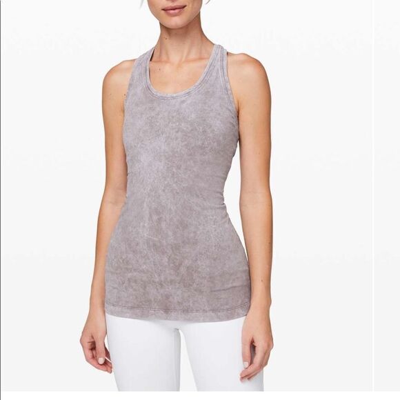 New LULULEMON Cool Racerback Tank Top Dye WHFM Washed Half Moon Lavender Gray 6 - Picture 1 of 7